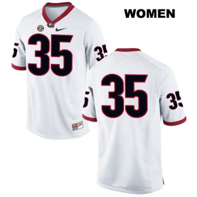 Women's Georgia Bulldogs NCAA #35 Aaron Davis Nike Stitched White Authentic No Name College Football Jersey UIT0154GE